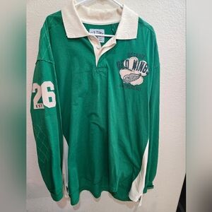 Detroit Red Wings Old Tine Hocket Green Long Sleeve Polo Shirt.